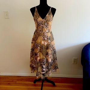 Dress the Population. Size S. Tan floral w. lace